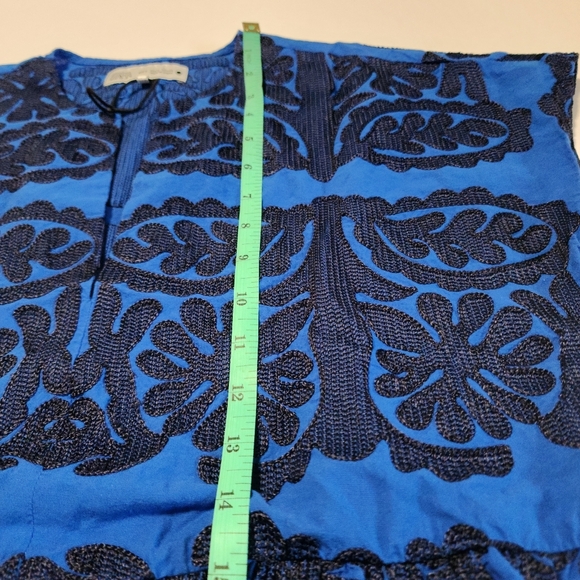 Zara Blue Mini Dress with Black Intricate Embroidery,  Size S - Picture 7 of 10